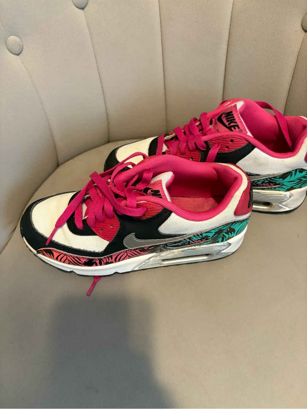 Nike Women's Athletic Sneakers - Pink/Black/White with Teal Accent